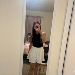 Forever 21 Cream Skater Mini Skirt Pleated Casual
